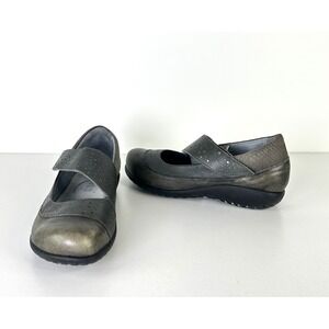 NAOT Aroha Mary Jane Loafer Womens 38 US 7 Gray Pewter Leather Adjustable Shoes